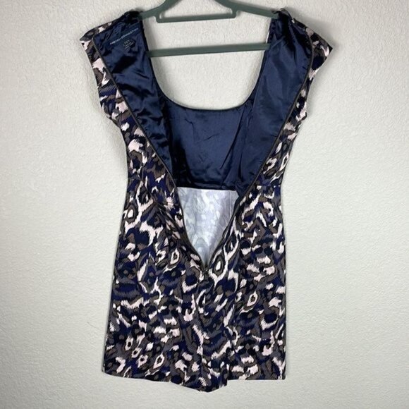 French Connection Pendragon Cap Sleeve Dress Navy Blue Slate Gray Mini Sz 2 - Picture 8 of 13